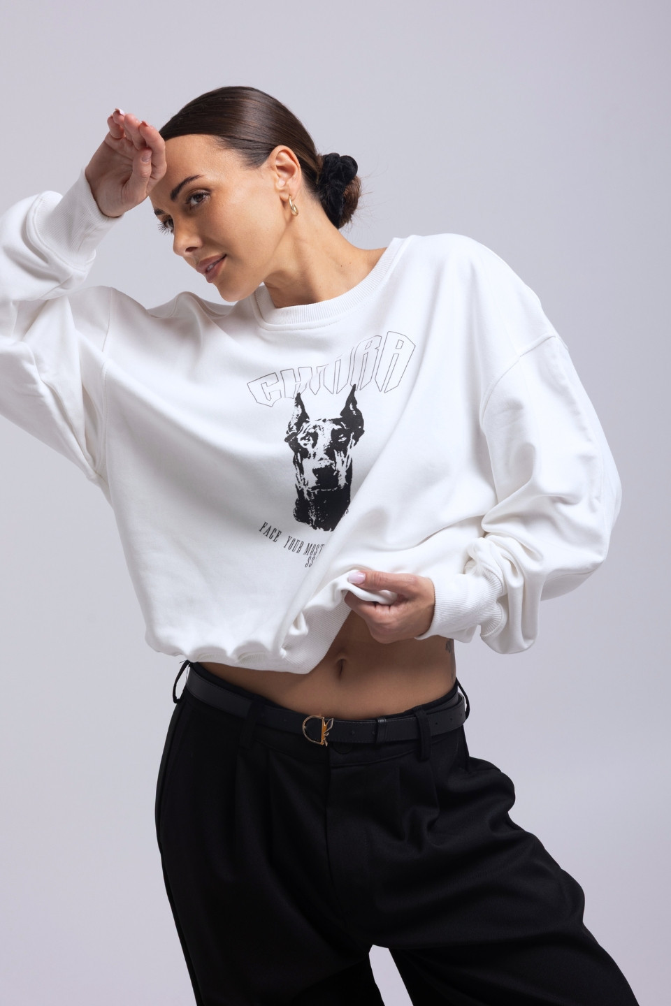 Bluza damska oversize DOBERMAN - biały 1