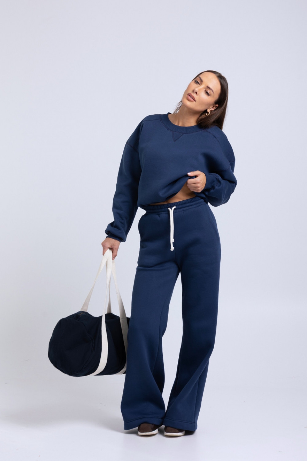 Bluza damska boxy - granatowy 8