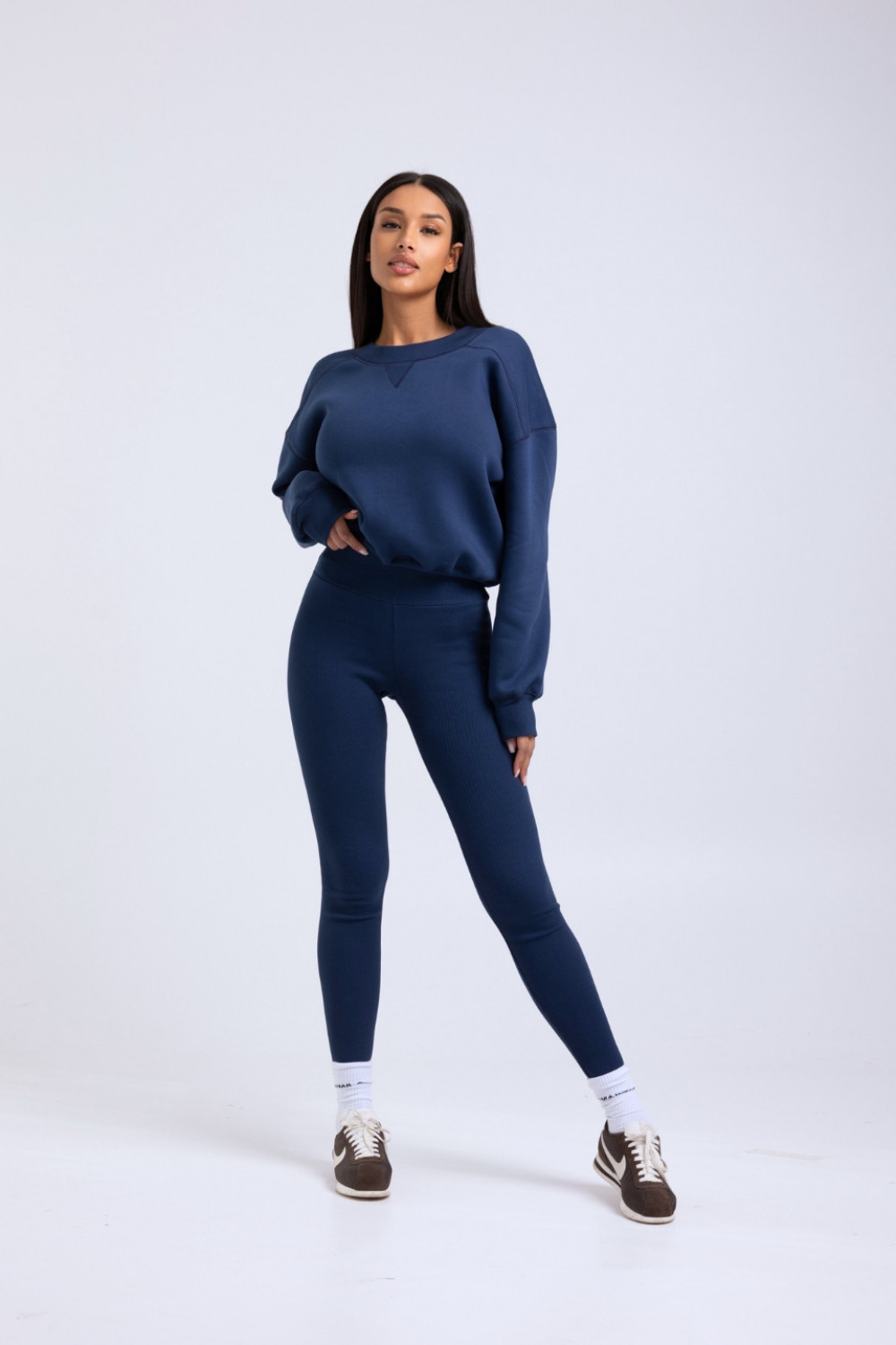 Bluza damska boxy - granatowy 4