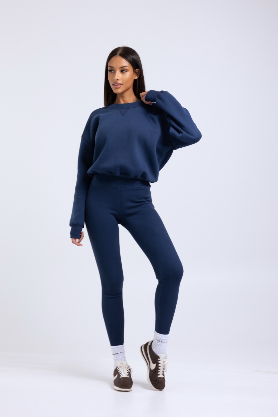 Legginsy push-up w prążek - granatowy 4