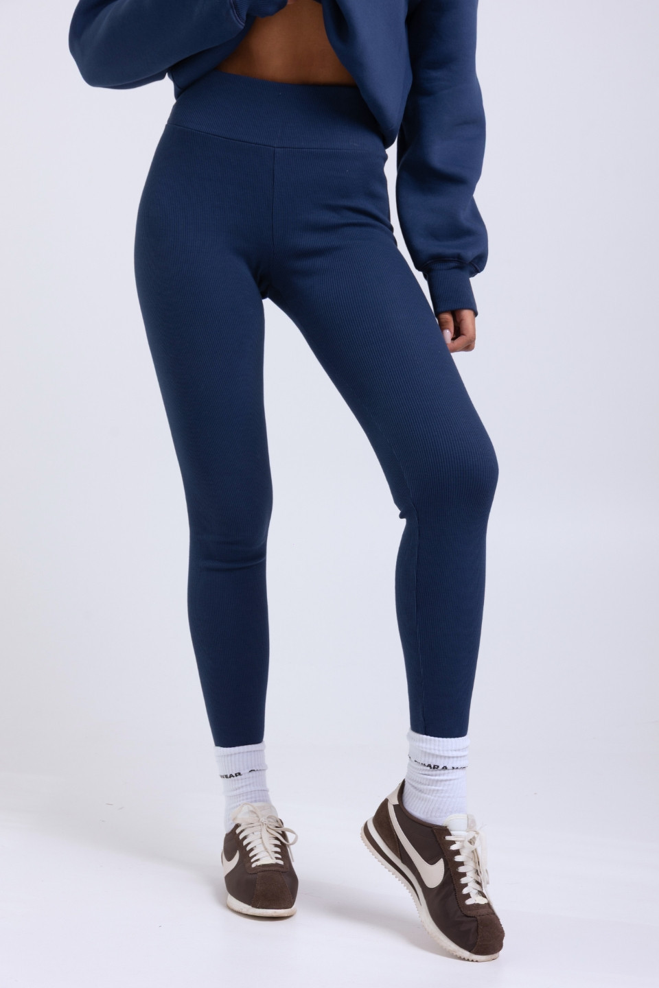 Legginsy push-up w prążek - granatowy 1