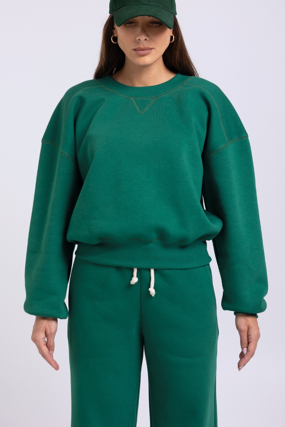 Bluza damska boxy - butelkowa zieleń 1