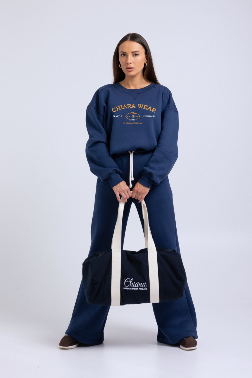 Bluza damska boxy haft CALIFORNIA - granatowy 7