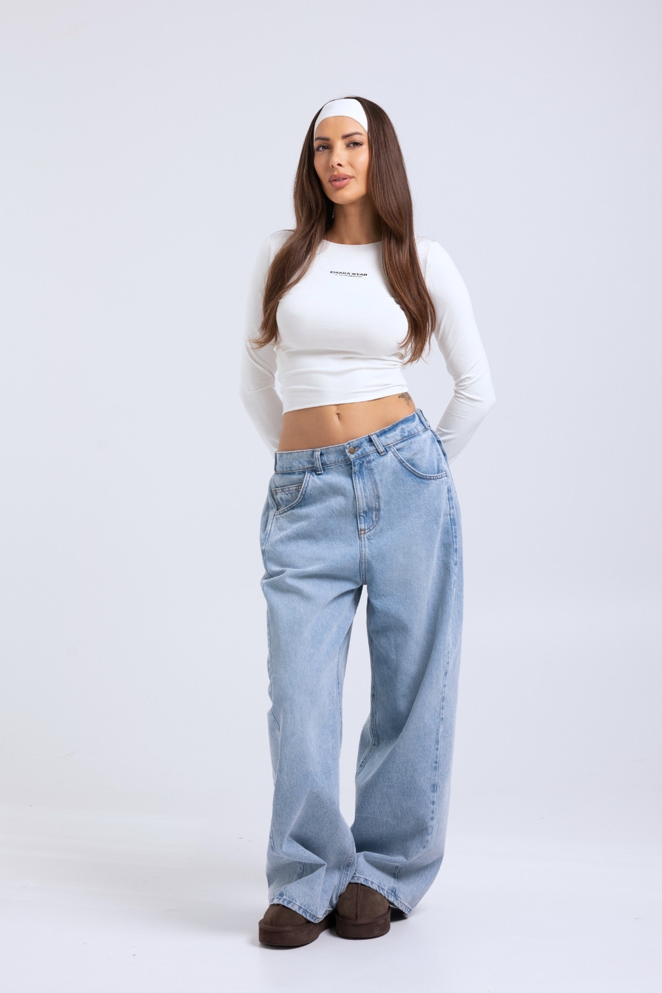 Cienka opaska na głowę bawełniana HAND MADE - biały 4