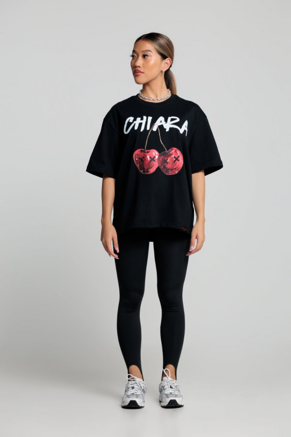 T-shirt bawełniany oversize CHERRY - czarny 4