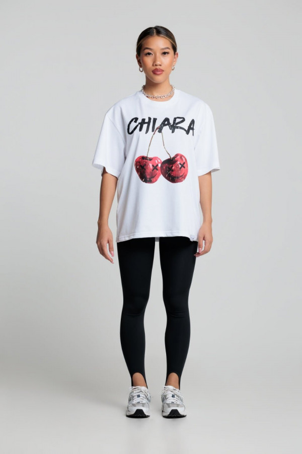 T-shirt bawełniany oversize CHERRY - biały 2