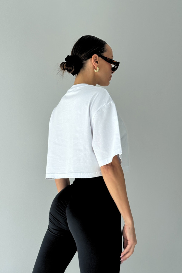 T-shirt crop top FREE BOOBIES - biały 4