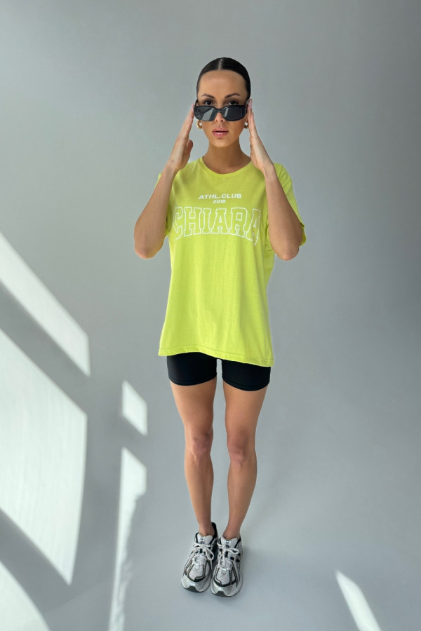 T-shirt bawełniany oversize CHIARA - limonka 4
