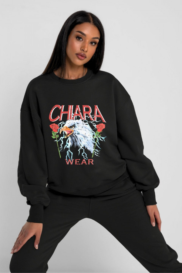 Bluza damska oversize ROSES - czarny