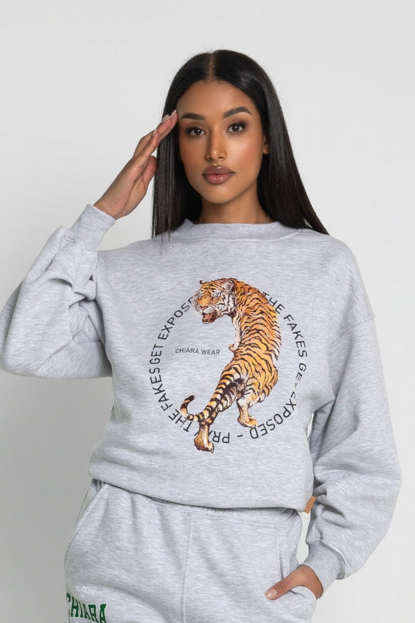 Bluza oversize CHIARA WEAR nadruk CIRCLE - szary 6