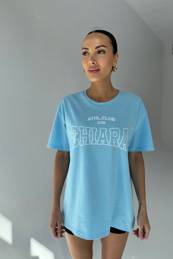 T-shirt bawełniany oversize CHIARA - jasny niebieski 3