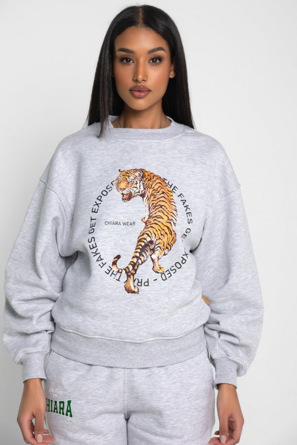 Bluza oversize CHIARA WEAR nadruk CIRCLE - szary 2