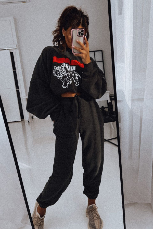 Bluza damska oversize TIGER - grafit 1