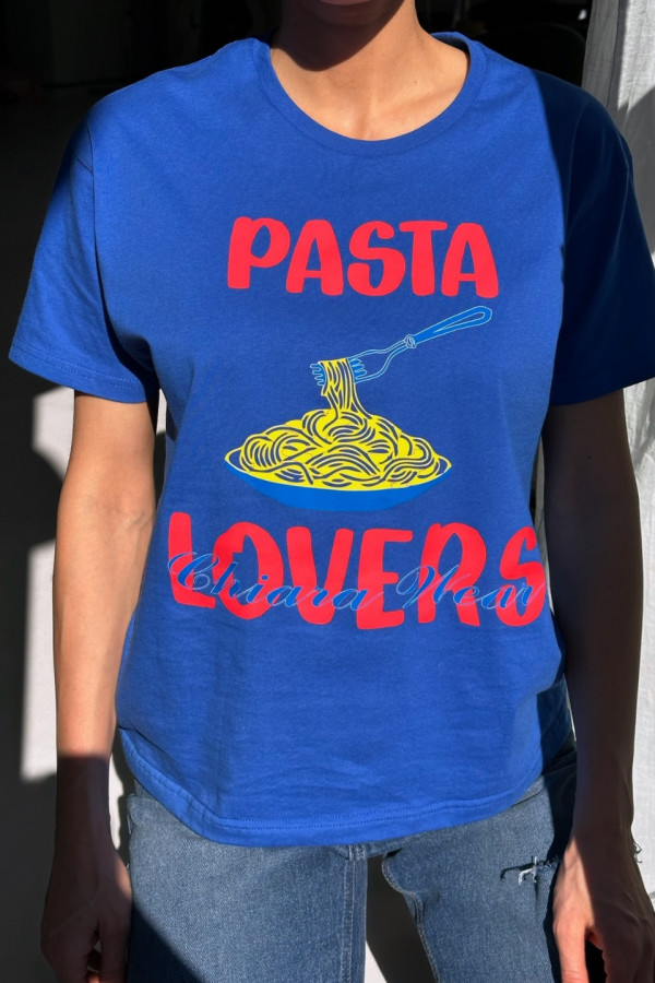 T-shirt bawełniany oversize PASTA - niebieski 1
