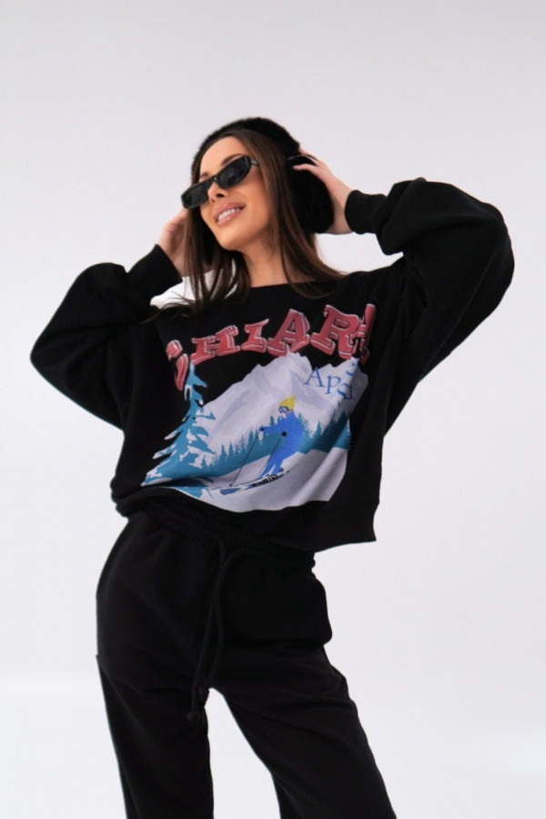 Bluza damska oversize APRES SKI - czarny 1
