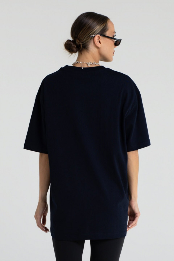 T-shirt bawełniany oversize BOYFRIEND - granatowy 3