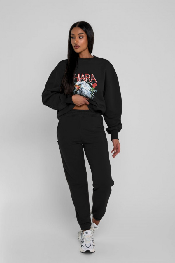Bluza damska oversize ROSES - czarny 4