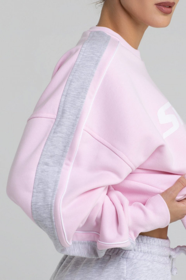 Bluza damska oversize z lampasem SELFLOVE - różowy 2