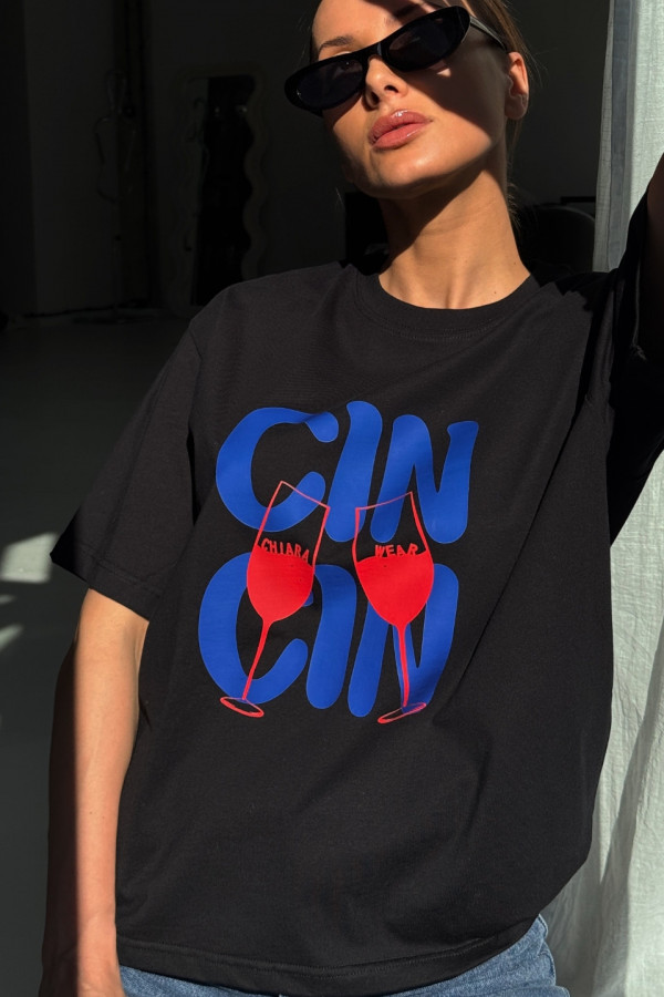 T-shirt bawełniany oversize CIN CIN - czarny 3
