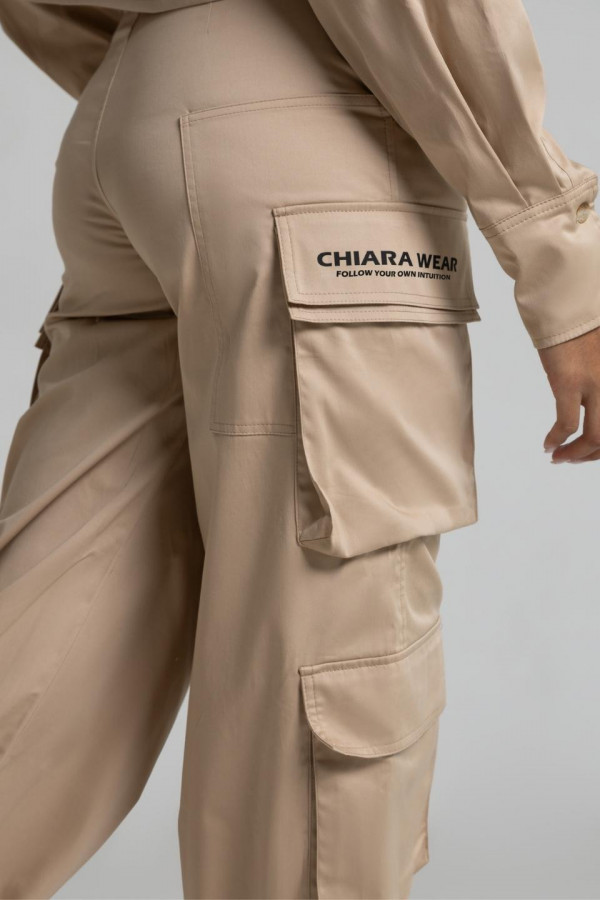 Spodnie CARGO nadruk CHIARA - beżowy 1