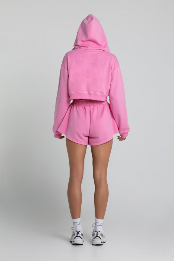 Bluza krótka z kapturem ZIP - różowy 2