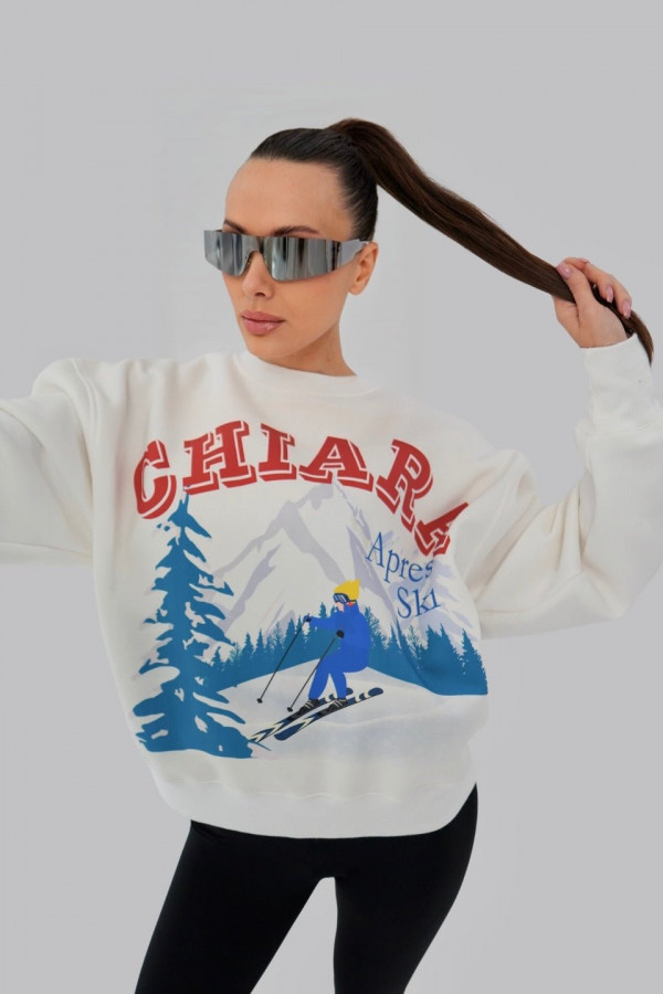 Bluza damska oversize APRES SKI - biały 4