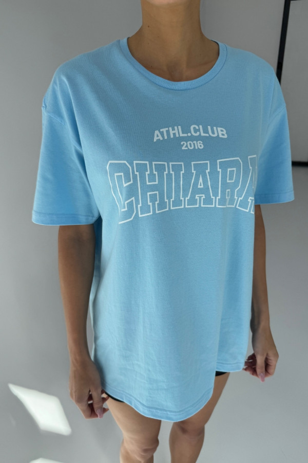 T-shirt bawełniany oversize CHIARA - jasny niebieski 4