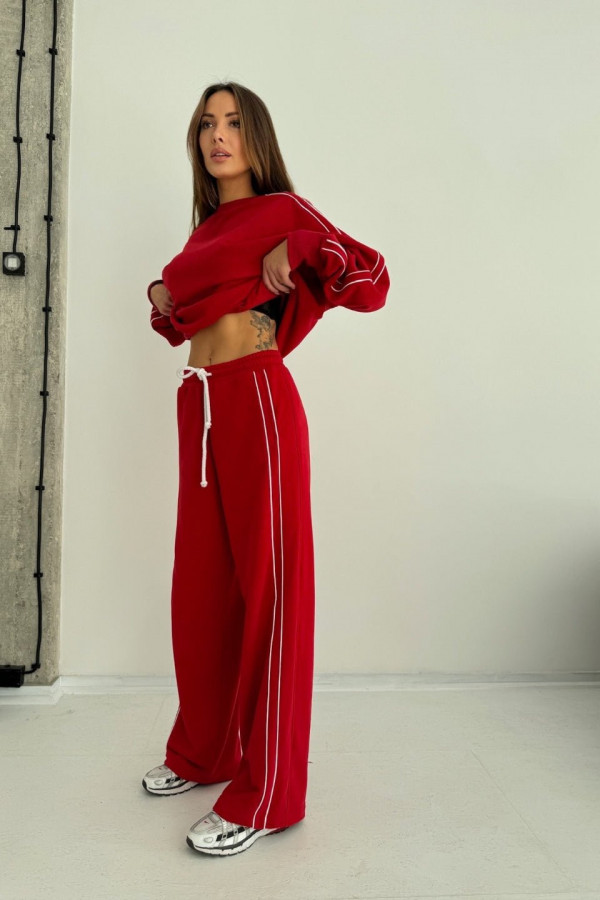 Bluza damska oversize z białą bizą - czerwona 6