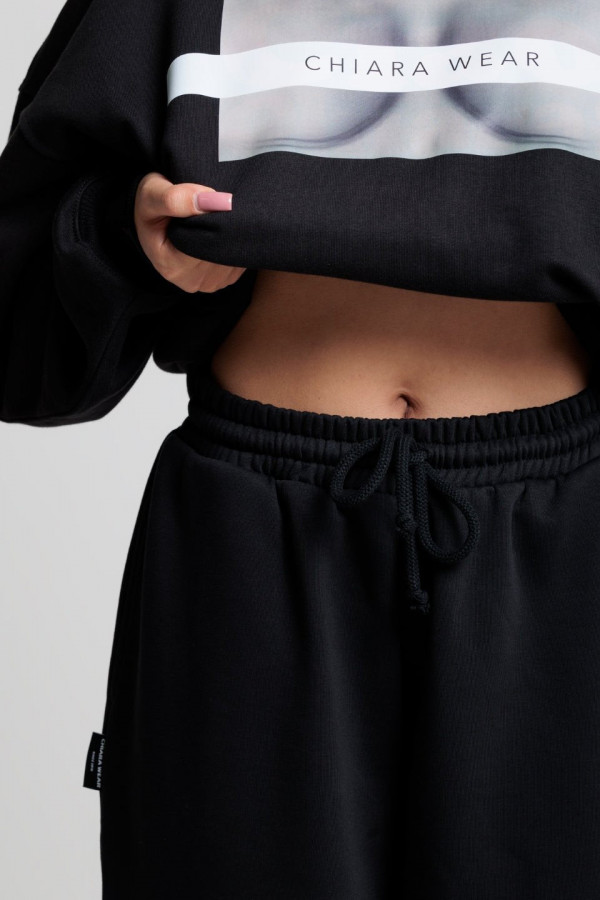 Bluza damska oversize - czarny FREE BOOBIES 3