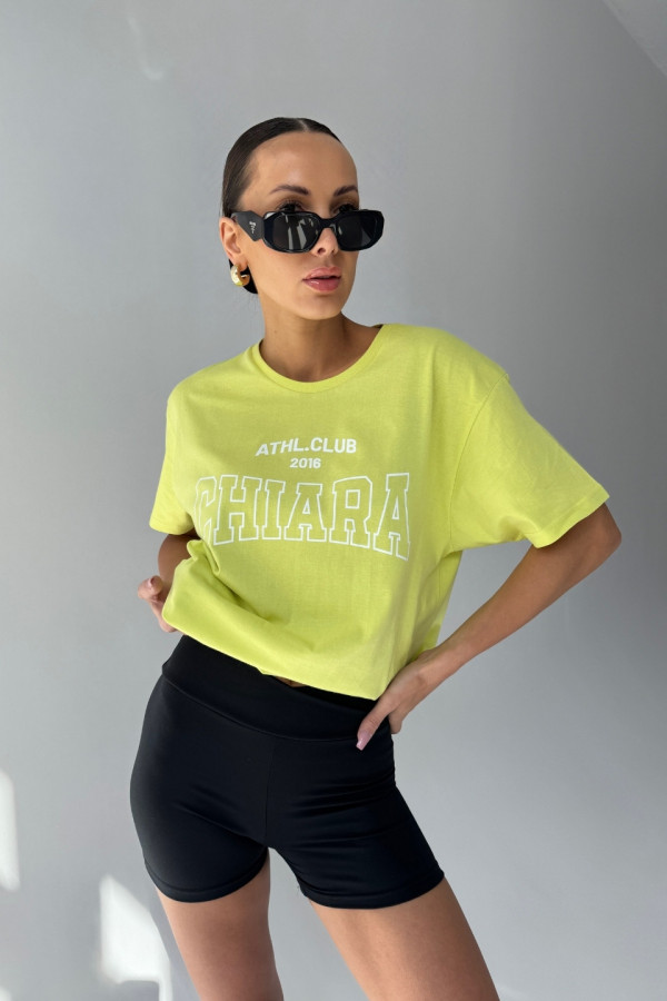 T-shirt bawełniany oversize CHIARA - limonka 2
