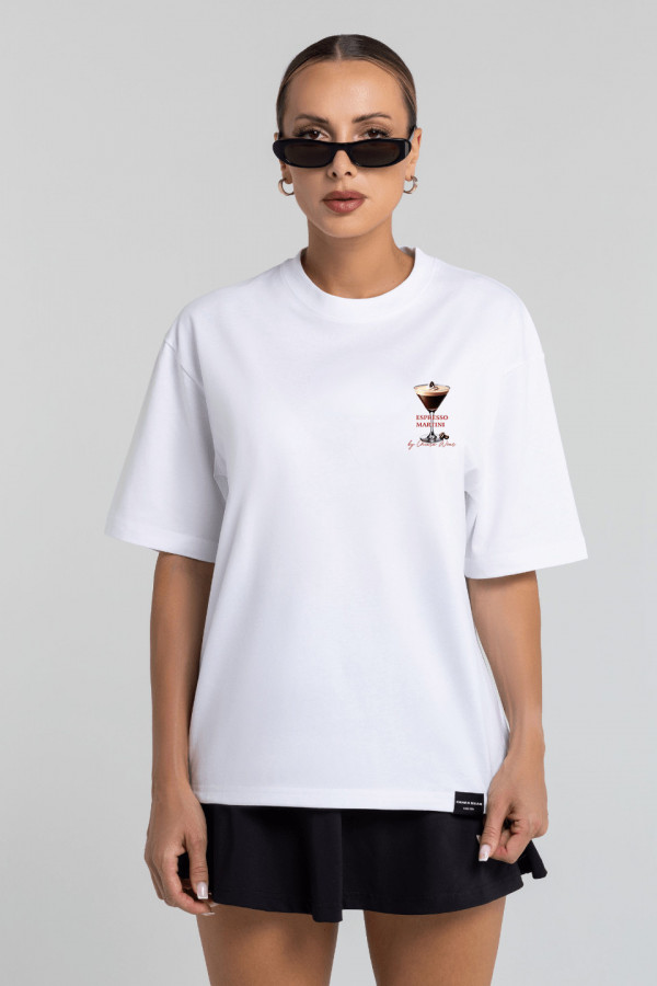 T-shirt bawełniany oversize ESPRESSO MARTINI - biały 6