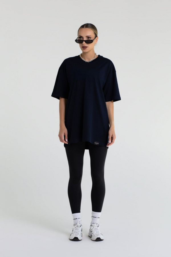 T-shirt bawełniany oversize BOYFRIEND - granatowy 1