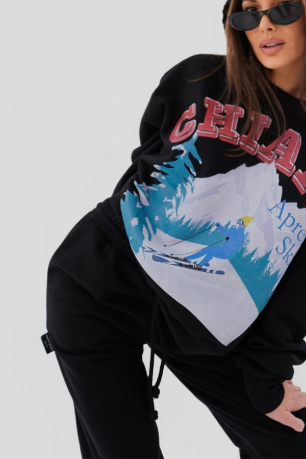 Bluza damska oversize APRES SKI - czarny 4