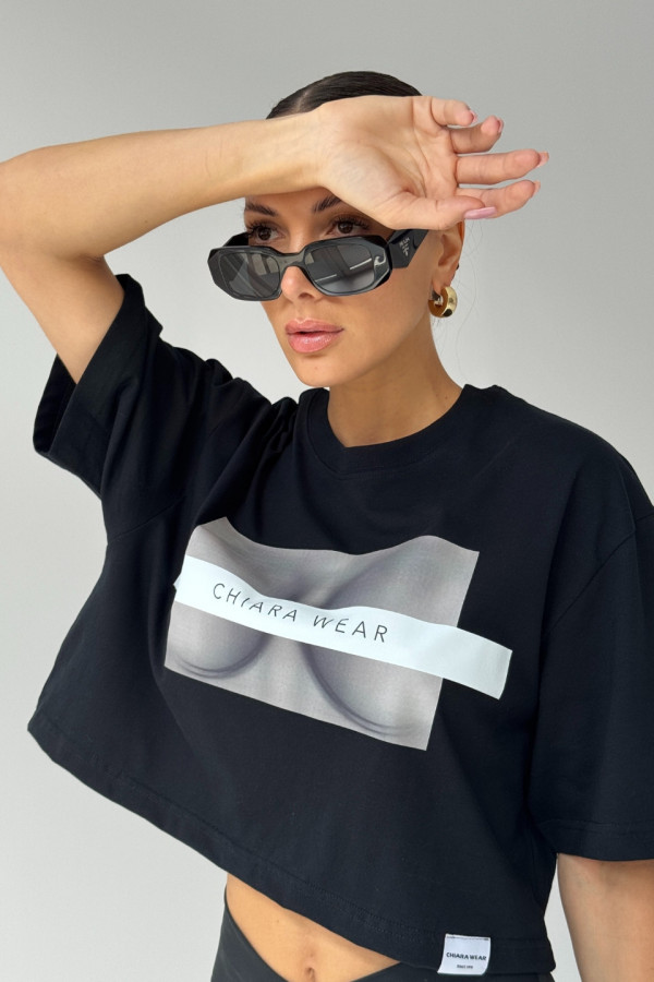 T-shirt crop top FREE BOOBIES - czarny 5