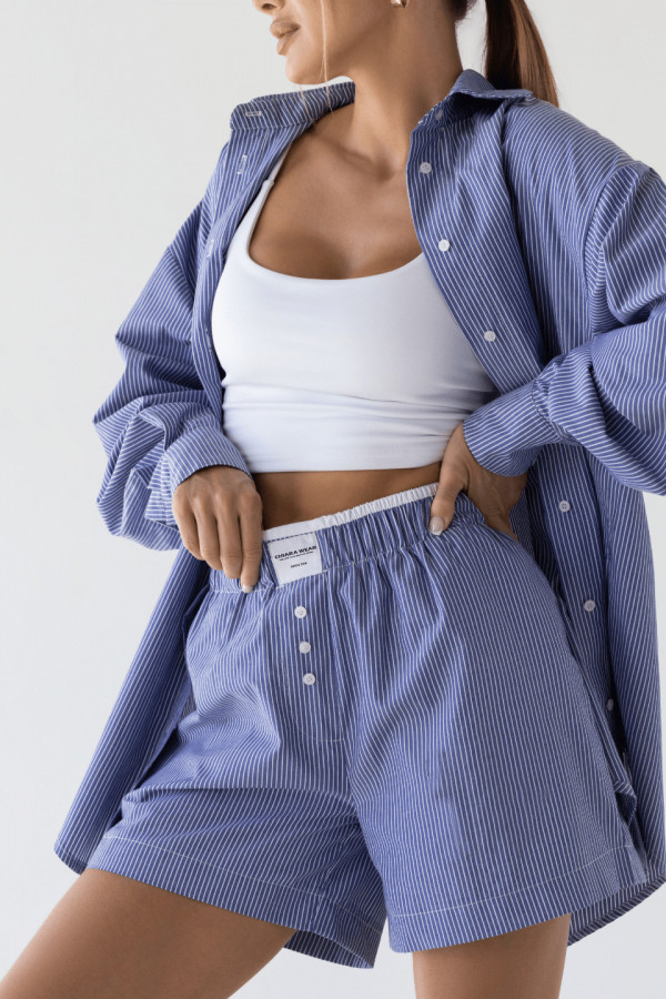 Szorty damskie bokserki PAJAMAS - niebieski w paski 5