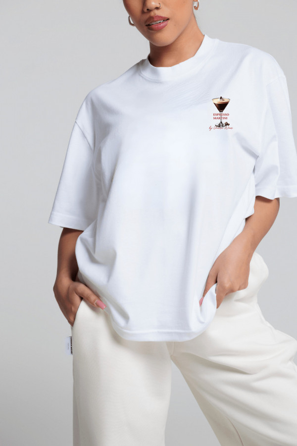 T-shirt bawełniany oversize ESPRESSO MARTINI - biały 4