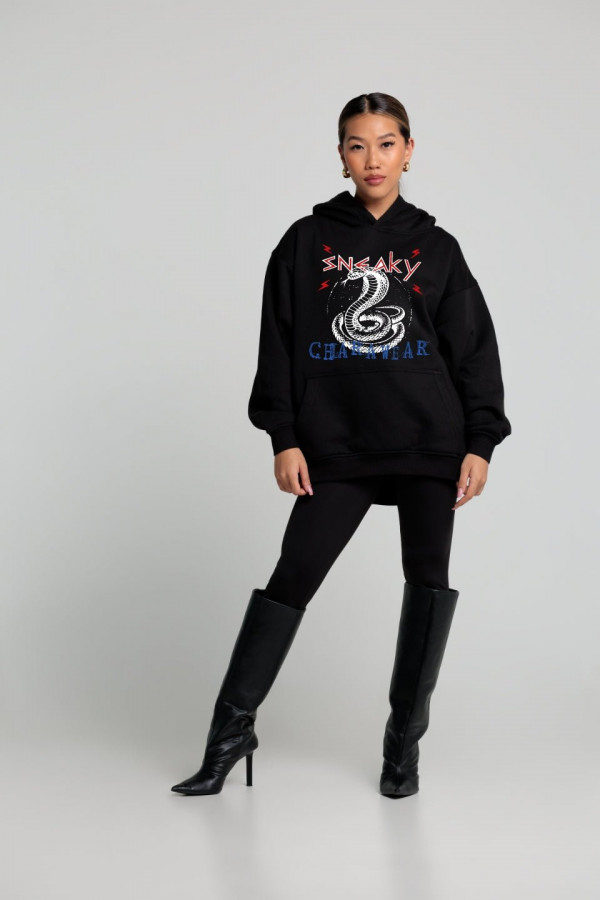 Bluza damska hoodie SNEAKY - czarny 4