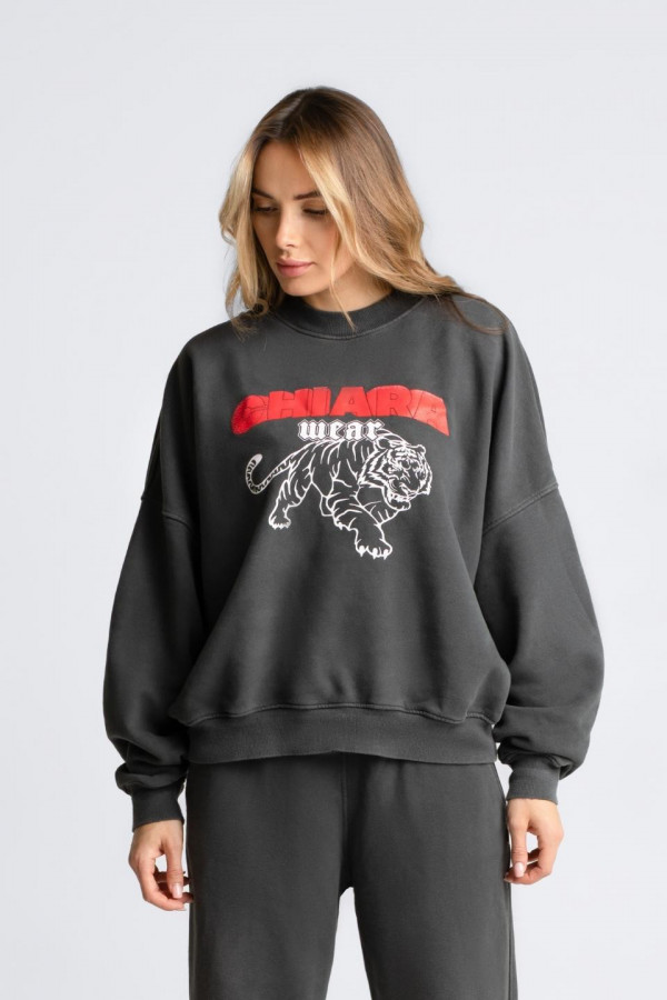 Bluza damska oversize TIGER - grafit 5
