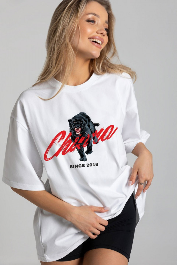 T-shirt bawełniany oversize PUMA - biały 1
