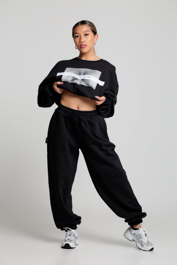 Bluza damska oversize - czarny FREE BOOBIES 1