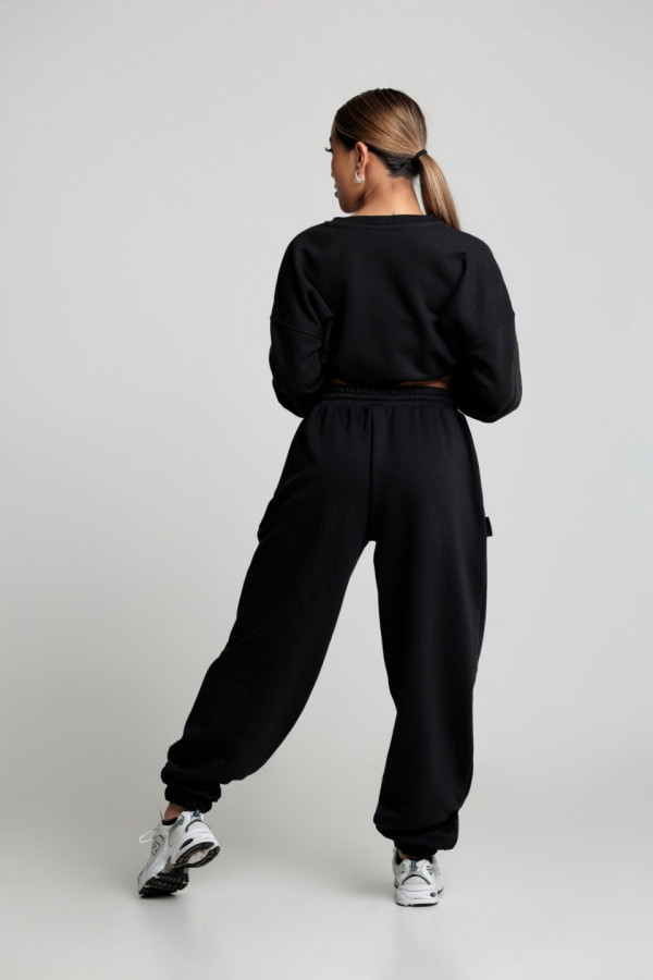 Bluza damska oversize - czarny FREE BOOBIES 2