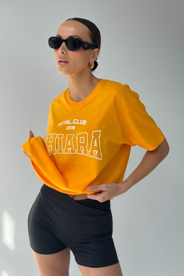 T-shirt bawełniany oversize CHIARA - pomarańczowy 2