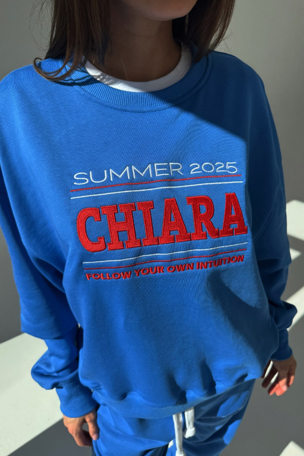 Bluza damska oversize haft VOTE CHIARA - niebieski 1