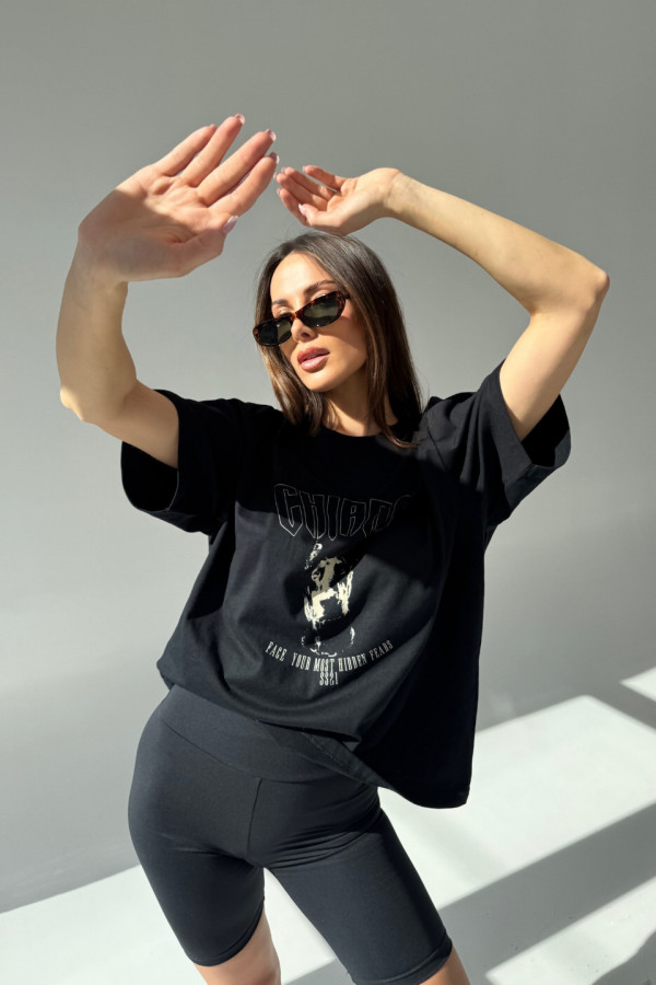 T-shirt bawełniany oversize DOBERMAN - czarny 2