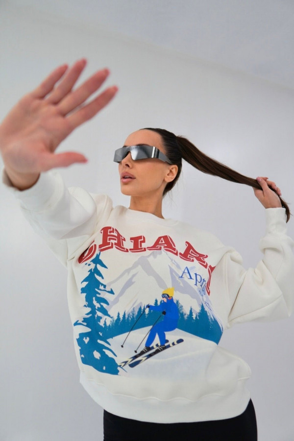 Bluza damska oversize APRES SKI - biały 3