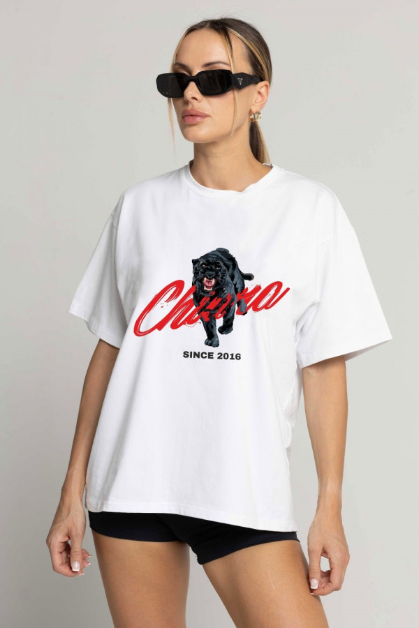 T-shirt bawełniany oversize PUMA - biały 2