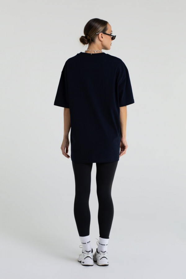 T-shirt bawełniany oversize haft CHIARA - granatowy 3