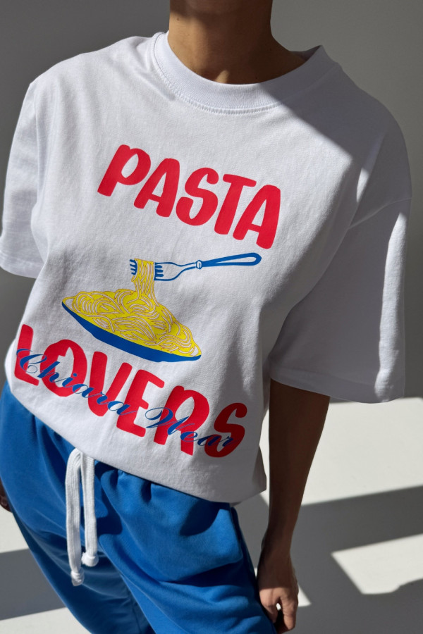 T-shirt bawełniany oversize PASTA - biały 1