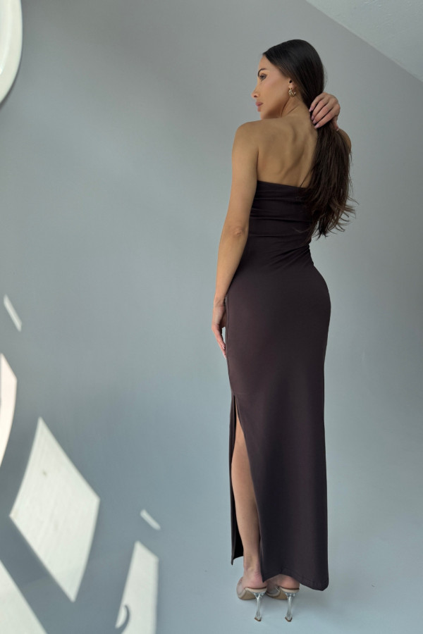 Sukienka maxi ROSE - brązowy 6