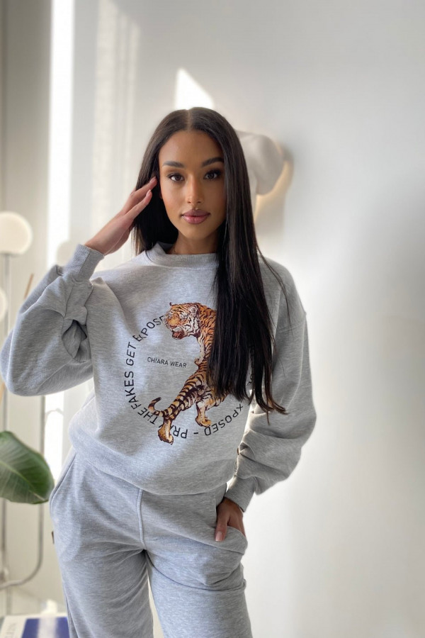 Bluza oversize CHIARA WEAR nadruk CIRCLE - szary 1
